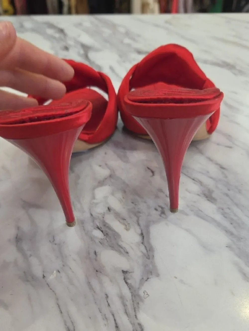 Giuseppe Zanotti Red Satin Knot Stiletto Mules